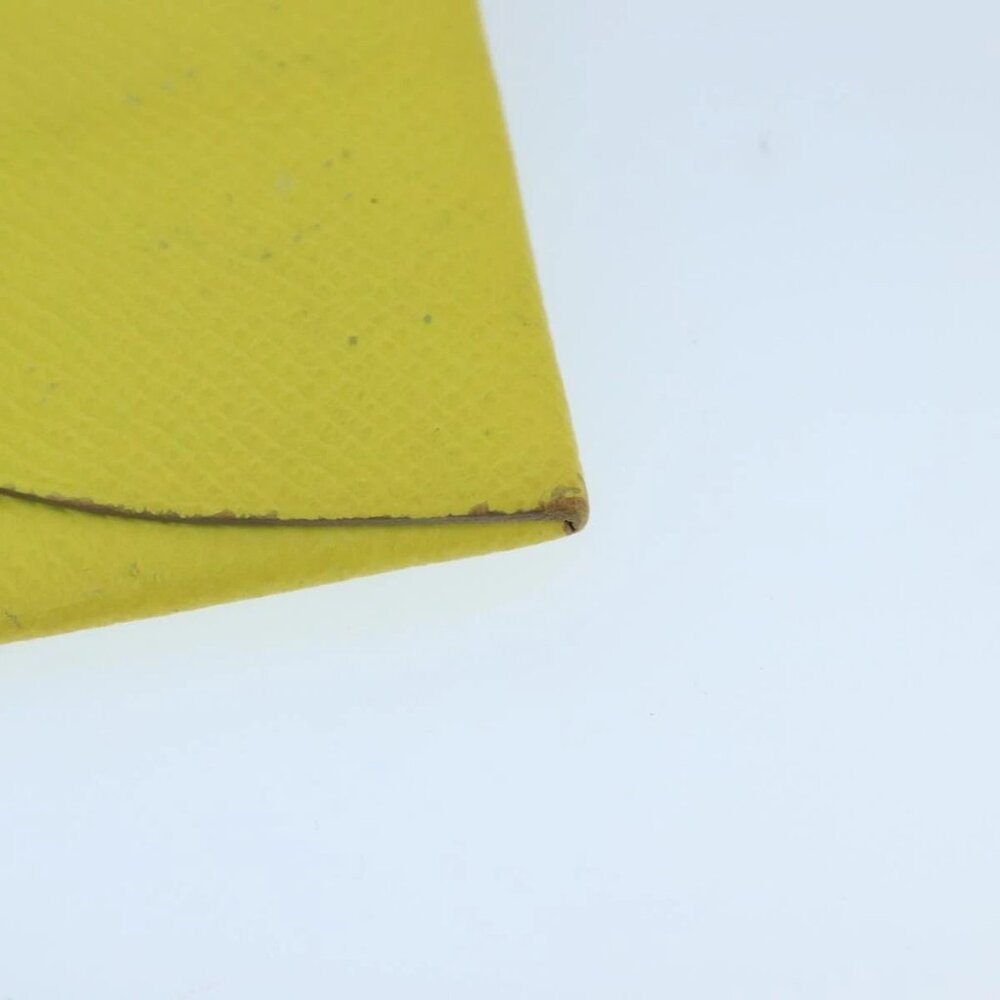 HERMES Bastia Coin Purse Leather Yellow Silver Auth ar12907 - Picture 5 of 16